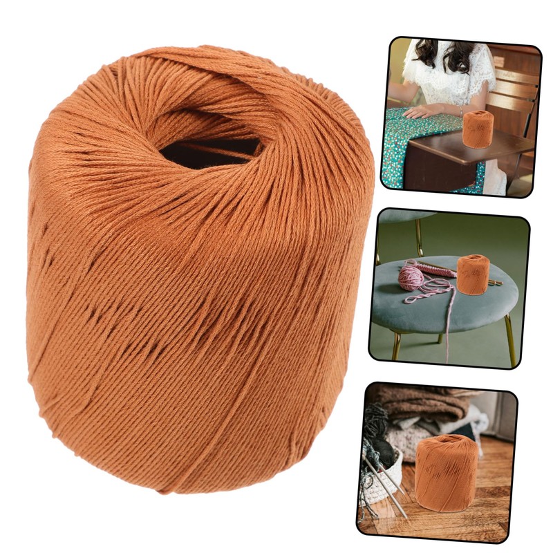 LALAFINA Light Brown Cotton Yarn Knitting Needles Craft Yarn DIY