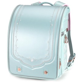 IwaiLoft Ransel Randoseru Backpack with Automatic Satchel for Girls, Japanese School Bag Embroidery PU Bookbag for Women (Morocco Light Green)