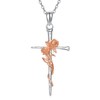 Qyvit Cross Necklace 925 Sterling Silver Cross Flower Pendant Christian