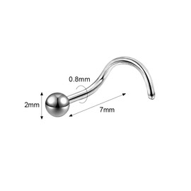 6ixGosh 6 piercings de nariz de 20 g, bola de 3 mm, anillo de nariz de acero quirúrgico plano para mujeres y hombres, negro y oro rosa, tuerca de nariz en forma de L, joyería de piercing para nariz, Acero inoxidable, Sin gemas.