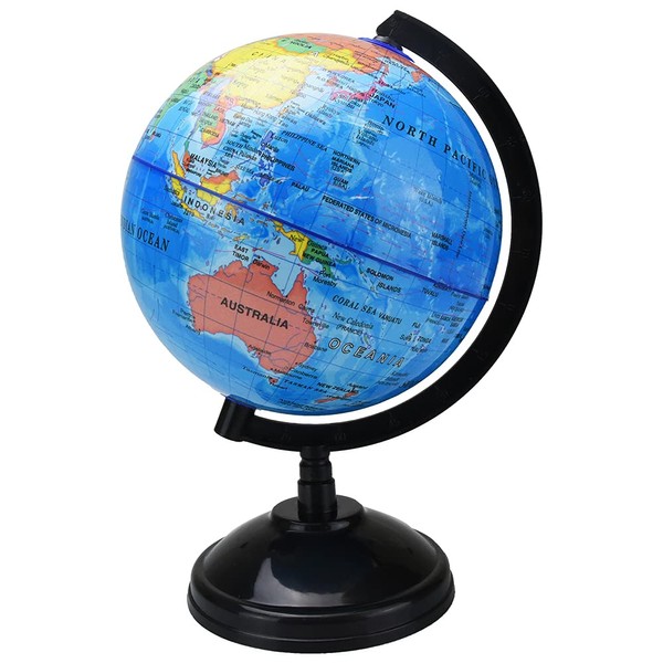 Interior Globe, Lightweight, Rotating, English Writing, World Map, 5.5 inches (14 cm) Diameter, Compact Figurine, Decoration