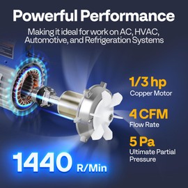 VIVOHOME 110V 1/3 HP 4 CFM Single Stage Rotary Vane HVAC Vacuum Pump with Oil Bottle, Auto AC Vacuum Pump for Automotive Air Conditioner Servicing Resin Degassing