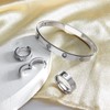 3 Pcs Gold Hoop Earrings Bracelets Ring Sets for Women-Silver