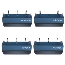 Altrapow 4.5 Quart Hanging Goat Feeder [Material of Metal] with Clips and Nylon Tie Wraps, Fence Feeder [Sturdy and Durable] for Goat, Pig and Dog, Blue, 4 Pack