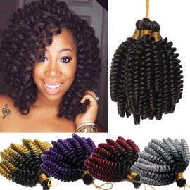Jamaican Bounce Crochet Hair Jumpy Wand Curl Short Curly Braids Synthetic Crochet Braiding Hair Extensions Twist Braid Hair 6 inch 1 Bundle Medium Brown