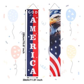 2pcs 4th of July Door Banner, American Flag Hanging Banner Stars Stripes Independence Memorial Festival Porch Decor Patriotic Flags Sign for Home Yard Indoor & Outdoor Use