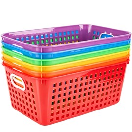 Bafeil 6 Pack Plastic Classroom Storage Baskets, Organizer Bins with Handle