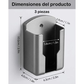 3 Piezas Porta Controles Pared, Soporte Para Control Remotos, Organizador De Mandos A Distancia, Diseño Compacto Para Sala Y Dormitorio, Material De Plástico Duradero