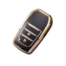 Kinotaka Toyota Specific TPU 2 Button Smart Key Case for Yaris Cross Prius 60 Series High Lux GUN125 New Harrier Late Aqua Model Corolla GR Corolla GR Yaris etc. Key Cover (Black)