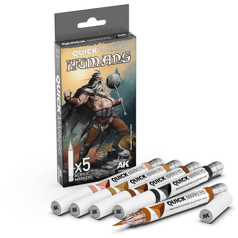 AK Interactive AKMQ103 Quick Marker Human 5 Color Set Model