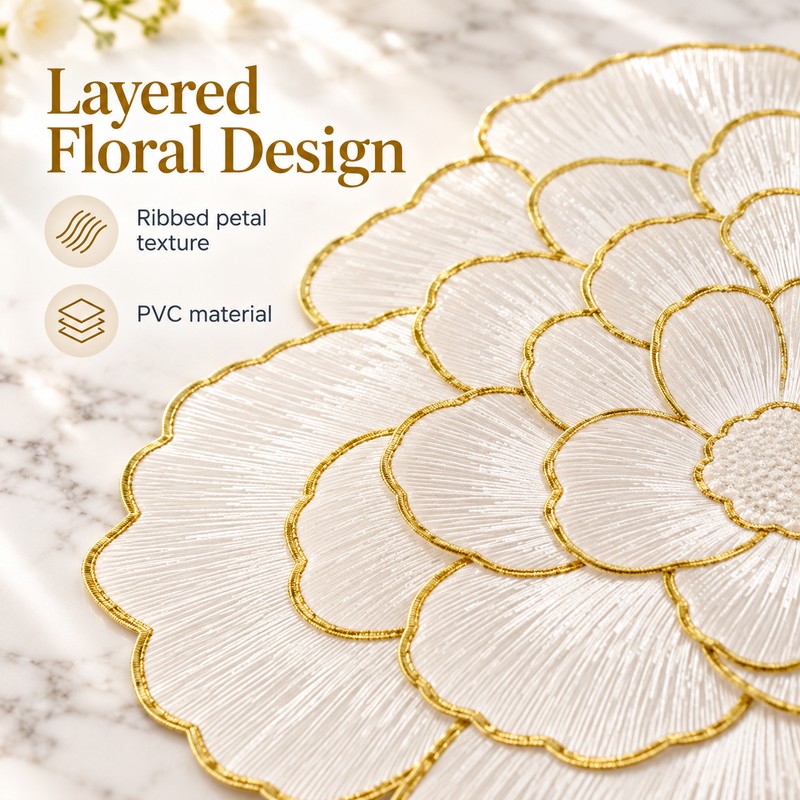Flower-Shaped Placemats for Dining Tables – 6 Piece Decorative Floral
