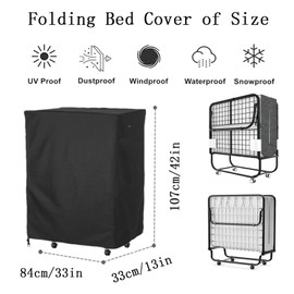 Folding Bed Cover, Folding Bed Dustproof Cover, Guest Bed Folding Protective Case, Folding Duvet Storage Bag, Folding Bed Storage Cover with Zip, Black (84 x 33 x 107 cm, Black)