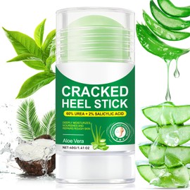 Aloe Vera Foot Care Stick with 60% Urea - Relief for Dry Cracked Heels with 2% Salicylic Acid, Moisturising Balm for Feet, Hydration, Vegan, Cruelty-Free