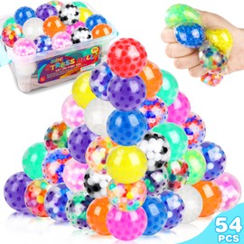 54Pack Stress Balls, Squishy Toys, Squishy Squeeze Balls Bulk Fidget Toys for Kids Adults Squishy Balls for Kids Stress Relief Toys, Classroom Prize, Party Favors, Birthday Gift, Goodie Bag Stuffers