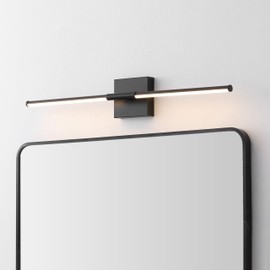 JONATHAN Y JYL7022C Makena 28" Dimmable Integrated LED Modern Metal Wall Sconce Minimalistic Contemporary 3000K 10W Bulbs Entryway Lobby Kitchen Bathroom Bedroom Living Room Hallway, Black