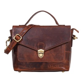 STILORD 'Fallon' Vintage Handbag Leather Women's Shoulder Bag with Removable Strap Shoulder Bag for Going Out Shopping 9.7 Inch Genuine Leather, Porto - Cognac, shoulder bag