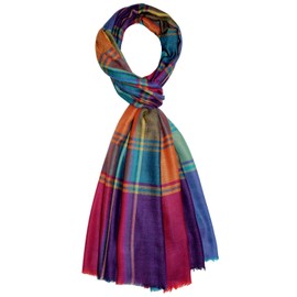 Lorenzo Cana 7836011 Men's Scarf 100% Cashmere Light Cuddly Soft Cashmere Scarf Cashmere Scarf, Colourful turquoise orange