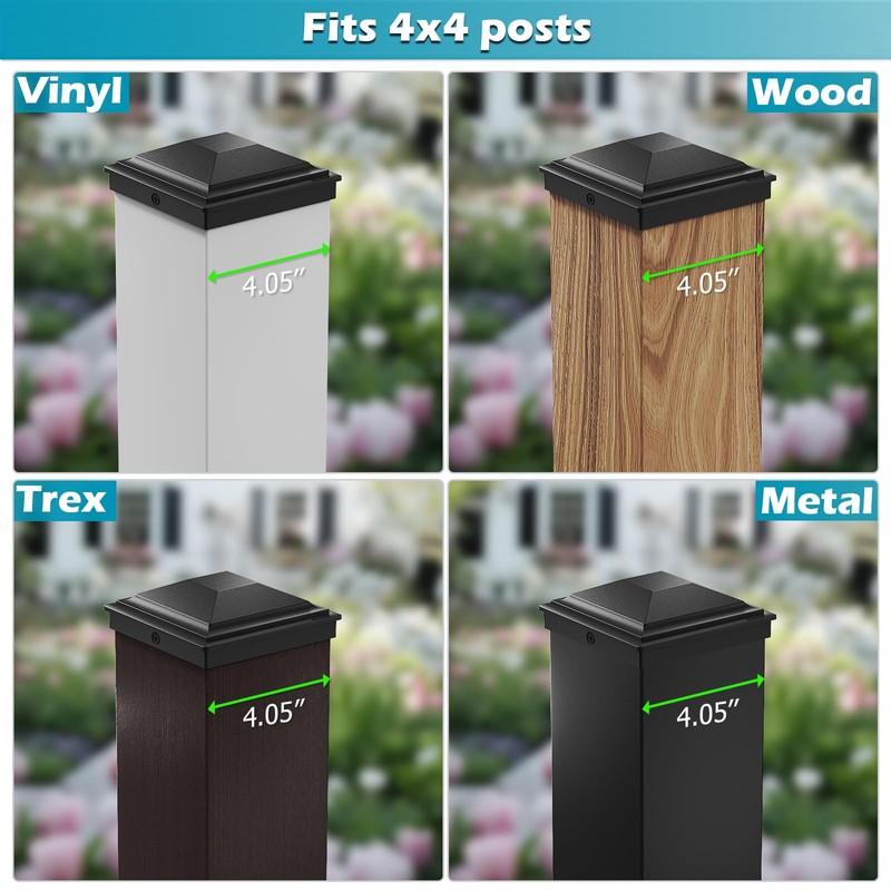 SIEDiNLAR 4x4 Post Caps Black 6 Pack, Fence Post Covers