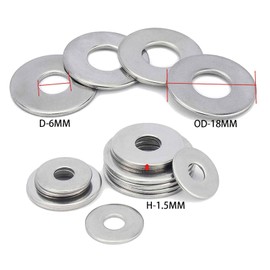 Pack of 30 Stainless Steel Washers M6 (18 mm x 1.5 mm) High Quality 304 Stainless Steel Washers for M6 Screws, Nuts and Threaded Rods, Corrosion Resistant and Durable