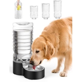Heouvo 2.5 Gallon Automatic Dog Water Dispenser【Wide Mouth for Easy Hand-in Cleaning】【Removable Stainless Steel Bowl】, Gravity Refilling Large Capacity for Cats and Dogs, Multi-Pet Homes
