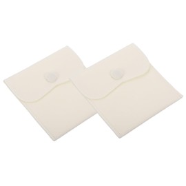 PATIKIL 4x4" Velvet Jewelry Pouches, 2 Pack Velvet Pouches Snap Button Jewelry Storage Bags Present Pouch for Earrings Bracelets Necklaces Rings Watch, Beige