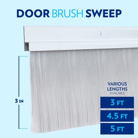 TMH Door Brush Sweep - Door Sweep for Bottom of Door, 36" Door Sweeps for Exterior Doors – Commercial Door Sweep for Superior Protection - 3" Long Bristles - Aluminum/Silver