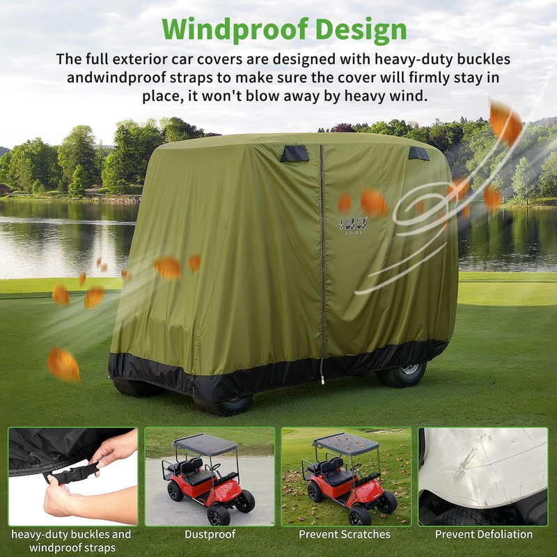 10L0L Universal 2-4 Passenger Golf Cart Cover for EZGO, Club