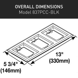 Legrand Wiremold 837PCC-BLK OmniBox/Modulink Triple Gang Rectangular Plastic Carpet Flange, Black (1 Pack)