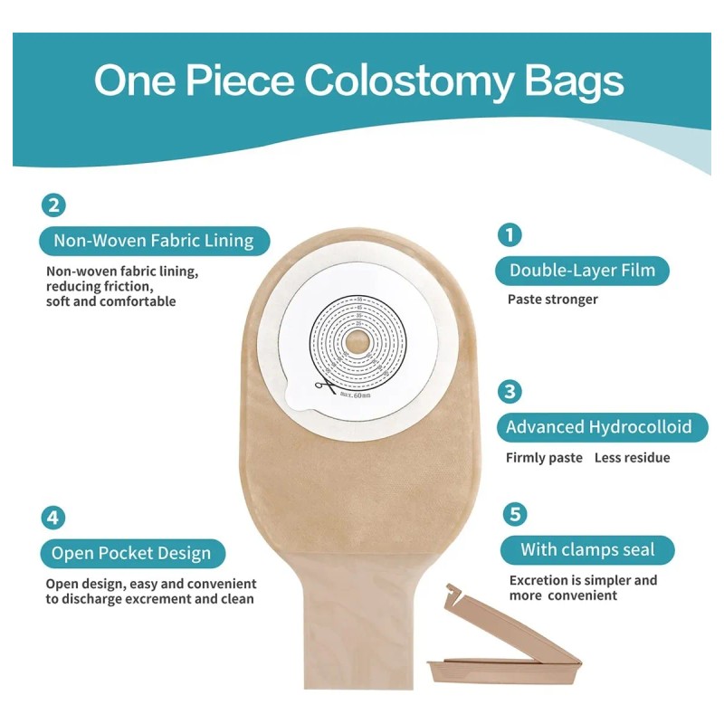 Kit Ostomía: 20 Bolsas Tipo Clip Con 8 Pinzas Nude
