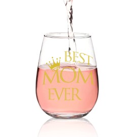 Best Mom Ever Wine Glass Gifts for Mom, Wife, or New Mom Unique Birthday Gift from Son, Daughter, Husband, or Kids Fun and Memorable