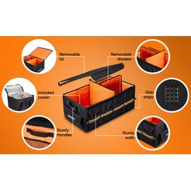 KEEPER Extra Large Trunk Organizer with Cooler, 70L, Multi-Compartment Collapsible Car Organizers and Storage, Non-Slip Bottom, Suitable for SUV, Minivan, and Cars