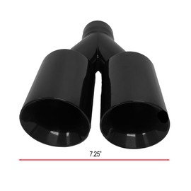 NETAMI 1635BK Dual Exhaust Tip Stainless Steel Gloss Black Powder Coated 2.5"ID X 3.5"OD X 10"L