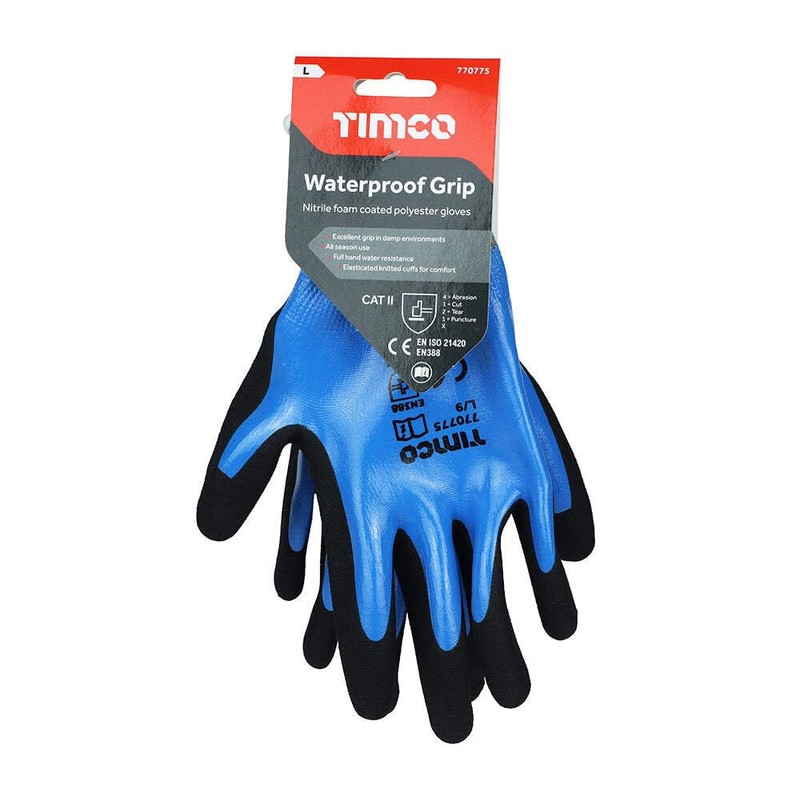Timco - Waterproof Grip Gloves - Sandy Nitrile Foam Coated