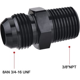 SYKRSS Straight 8AN Male Flare to 3/8" NPT Pipe Adapter Fitting Aluminum