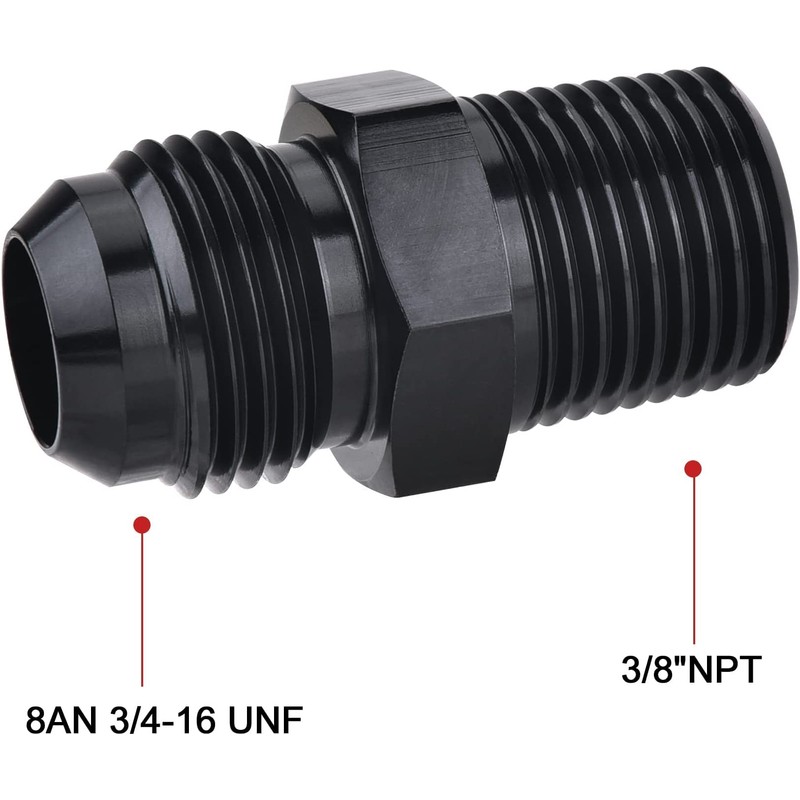 SYKRSS Straight 8AN Male Flare to 3/8" NPT Pipe Adapter