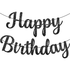 Happy Birthday Banner,Black Glitter Birthday Decoration,Hip Hop Theme Glitter Happy Birth anniversary Banner,for Men Women Girls and Boys Birth anniversary Party Decoration