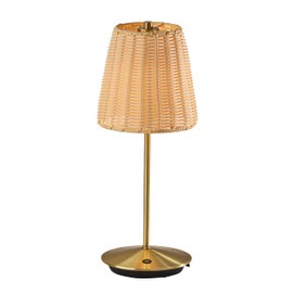 Adesso Cordless Table Lamp with 3-Level Touch Dimmer & Built-in Rechargeable Battery – 15" Tall Touch Lamp, Antique Brass Finish