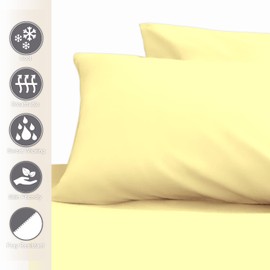 Pizuna 100% Cotton Housewife Pillowcases 2 Pack Mellow Yellow 48x74cm, 400 Thread Count Long Staple Combed Cotton Pillow Cover, Sateen Weave Standard Housewife Pillowcase (Cotton Pillowcase Pack of 2)