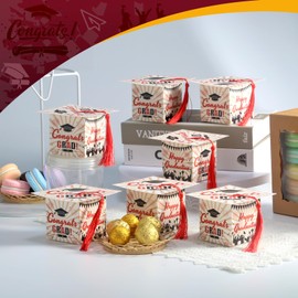 COTOPHER 36 Pack Mini Graduation Cap Gift Boxes, 2024 Graduation Candy Boxes with Tassel, Graduation Centerpieces for Tables Party Decorations, Small Treat Boxes for Graduation Party Favors Supplies