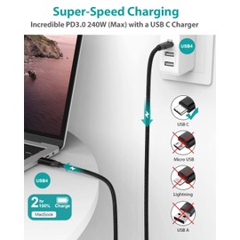 Elfesoul USB 4 Cable, USB C to USB C Cable 3.3ft, 8K HD Display, 40 Gbps Data Transfer, 240W USB C Charging Cable for Thunderbolt 3/4 Cable, MacBook Pro, Type-C Laptop, Hub, Docking, and More.