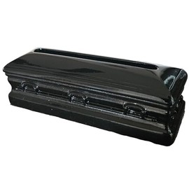 Generic Miniature Casket Resin Business Card Holder, Metallic Black