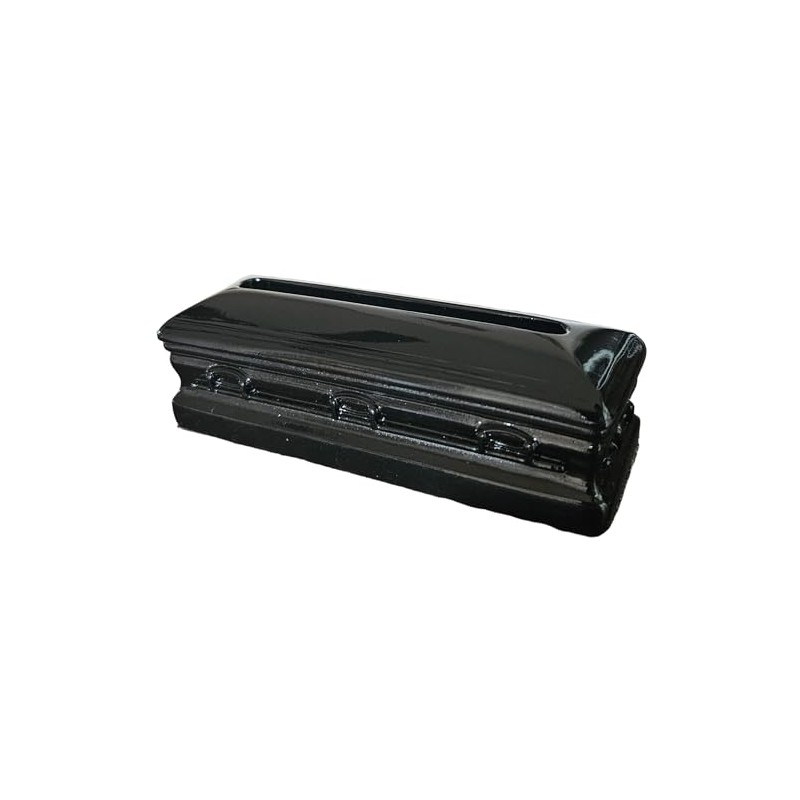 Generic Miniature Casket Resin Business Card Holder, Metallic Black