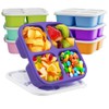 6 Pack Bento Snack Containers Set，Reusable 4 Compartment Divided Food