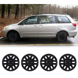 Winjet Wheel Covers Replacements 16'' Hubcaps for Toyota Sienna 2004-2010 Toyota Sienna Wheel Covers, Heavy Duty PP Material [Only Fit Iron Hub - Steel Wheel] (16 Inch Set of 4, Black Lacquer)
