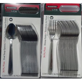 Tramontina Pro Line 36 Dinner Forks Commercial Grade Stainless Steel + 36 Tramontina Pro Line Soup Spoons