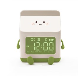 Fun Milk Box Alarm Clock Student Countdown Cartoon Alarm Clock Children Digital Cute Wake Up Alarm Clock Green