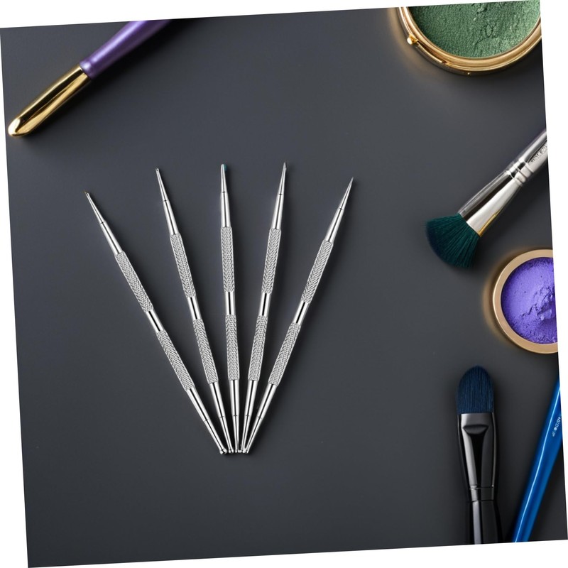 FOMIYES 5pcs Nail Dotting Pen - Stainless Steel Dual-ended Nail