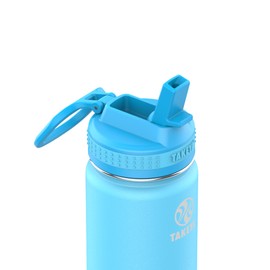 Takeya Actived Kids Insulated Stainless Steel Water Bottle with Straw Lid, 400 ml, Atlantic/Sailing Blue
