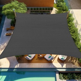 Shade&Beyond 10'x15' Sun Shade Sail Canopy Rectangle, UV Block Curved Sunshade for Backyard Yard Deck Outdoor Facility and Activities, Dark Grey, (We Make Custom Size)