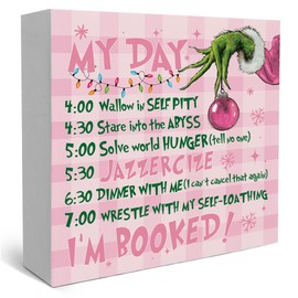 Merry Christmas Home Decoration My Day Funny Wood Box Sign Christmas Party Decorations Sign Novelty Winter Holiday White Elephant Decor for Sign for Home Office Workplace-103